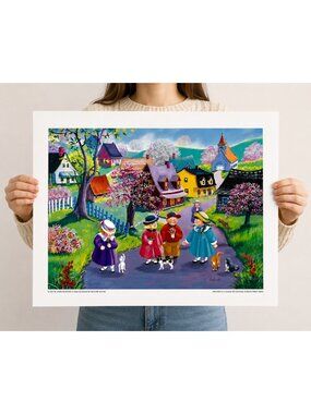 "Les petits chapeaux du printemps" by Ginette Laplante – Whimsical Spring Villag